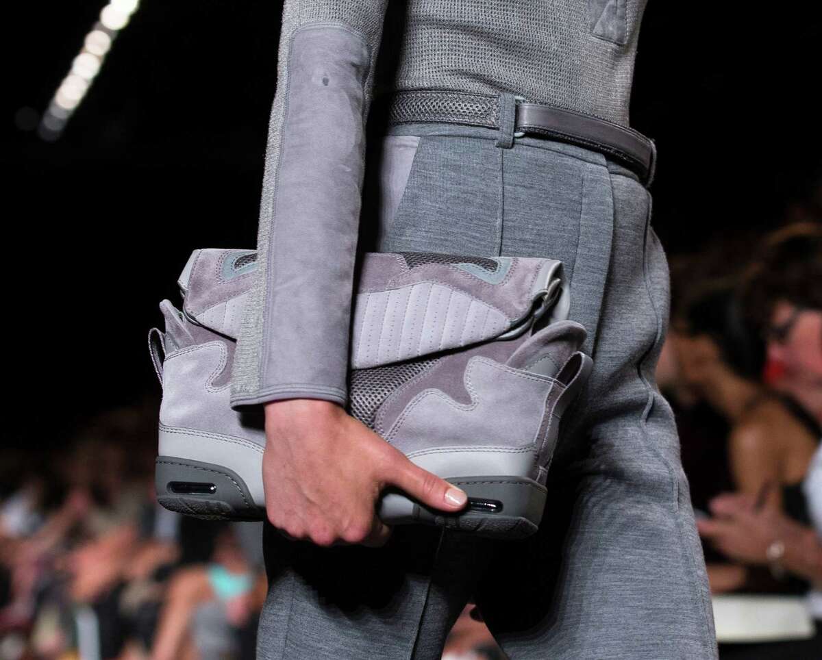 Alexander Wang spring 2015 collection during N.Y. Fashion Week included clutches inspired by sneakers.