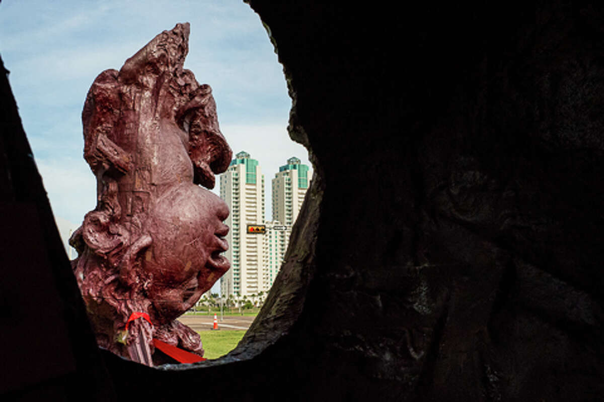 Giant head sculptures greet South Padre tourists