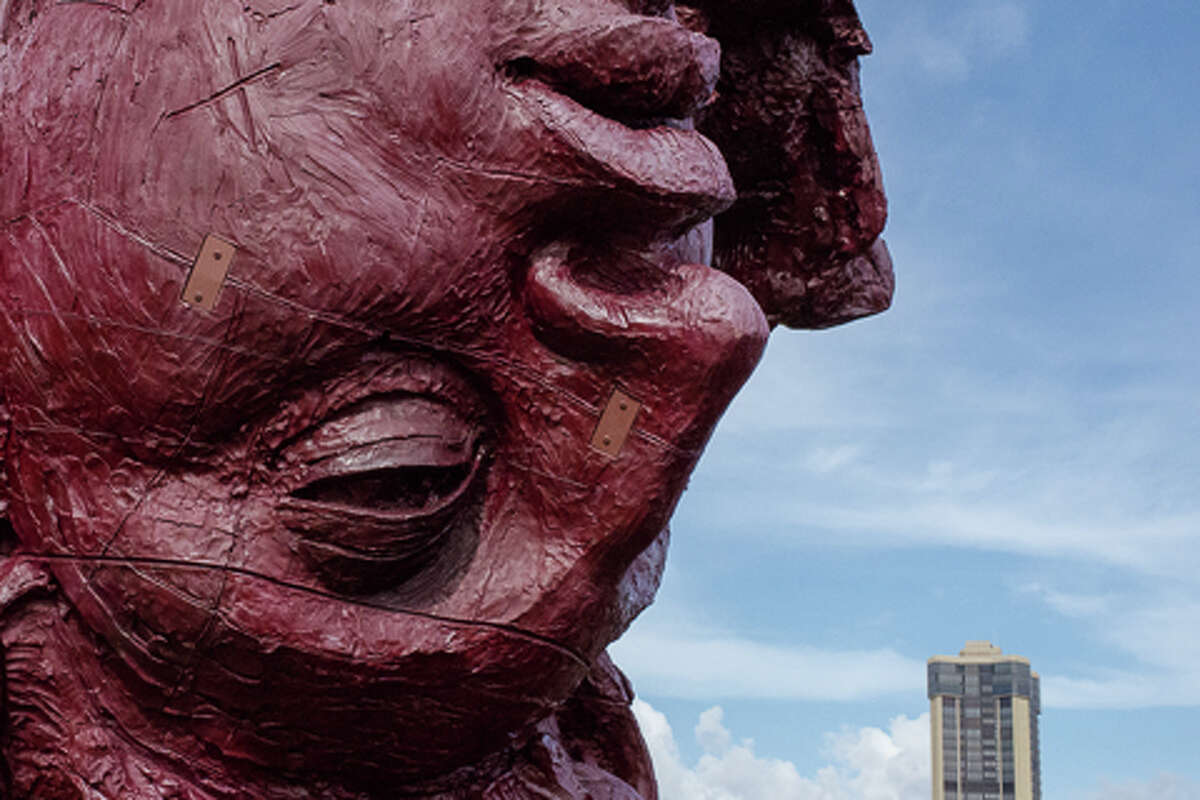 Giant head sculptures greet South Padre tourists