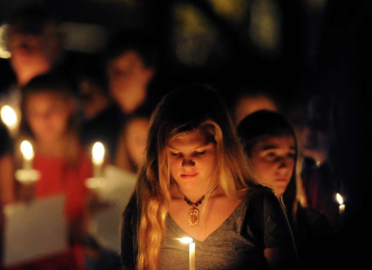 Candlelight vigil in memory of Emily Fedorko near the Arch Street Teen Center in Greenwich, Conn., Saturday night, Sept. 20, 2014. Fedorko, a Greenwich teenager, who was going to start her junior year at Greenwich High School, lost her life in a boating accident in the water off Greenwich Point on August 6.
