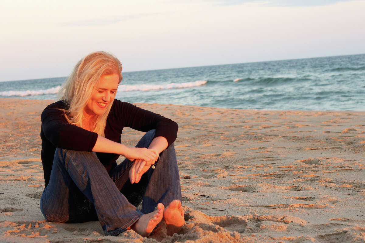 Katie Torpey is a successful television and film screenwriter who also teaches screenwriting workshops in Ridgefield. She's seen here on the beach at Martha's Vineyard, where she was visiting friends who are filmmakers.
