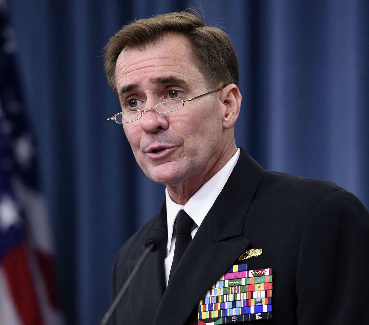 Rear Adm. John Kirby said fighters, bombers and Tomahawk missiles were used in the attacks on extremists in Syria.