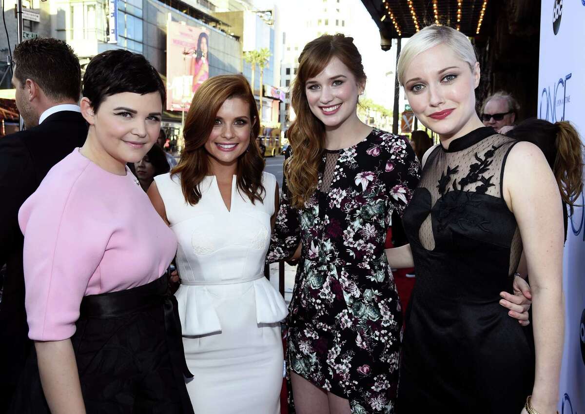 Actress Ginnifer Goodwin, actress JoAnna Garcia Swisher, actress Elizabeth Lail and actress Georgina Haig attend a screening of ABC's "Once Upon A Time" Season 4 at the El Capitan Theatre on September 21, 2014 in Hollywood, California.