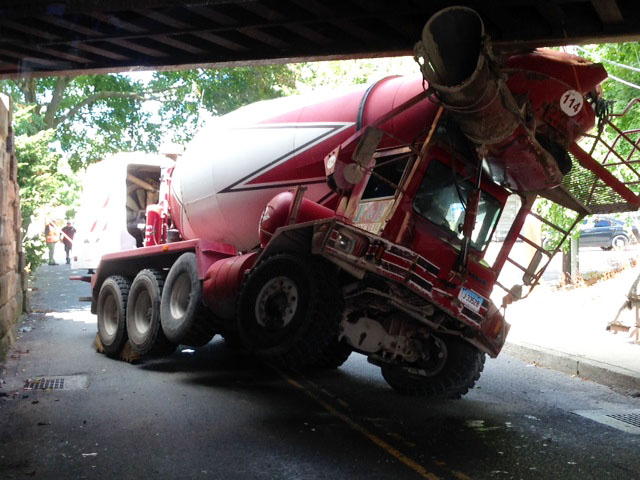 Cement mixer driver issued ticket for collision with Mill Plain RR overpass