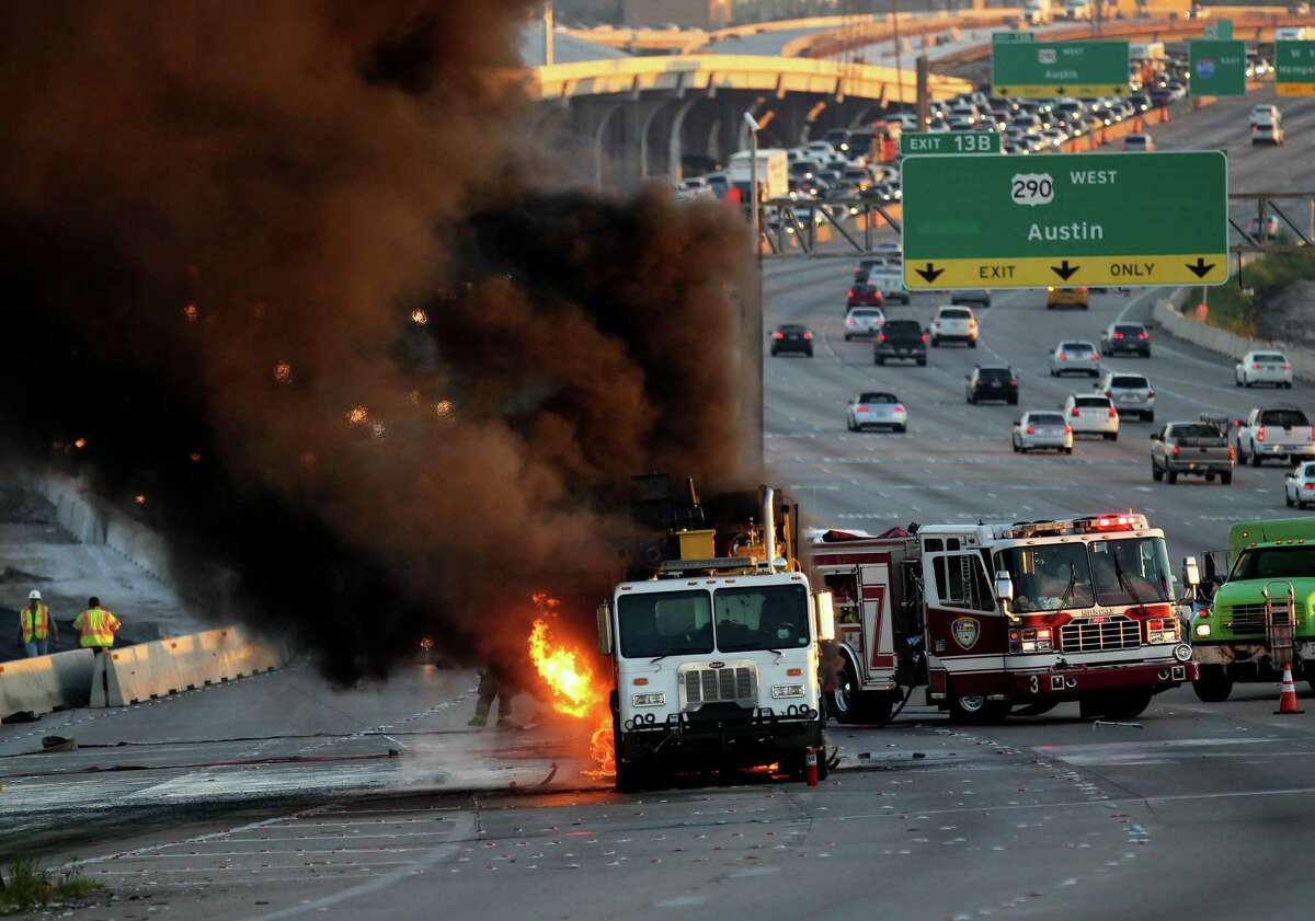 Rush-hour traffic came to a standstill when a paint truck caught fire on Sept. 26. Click through to see more of the worst big rig incidents in September.
