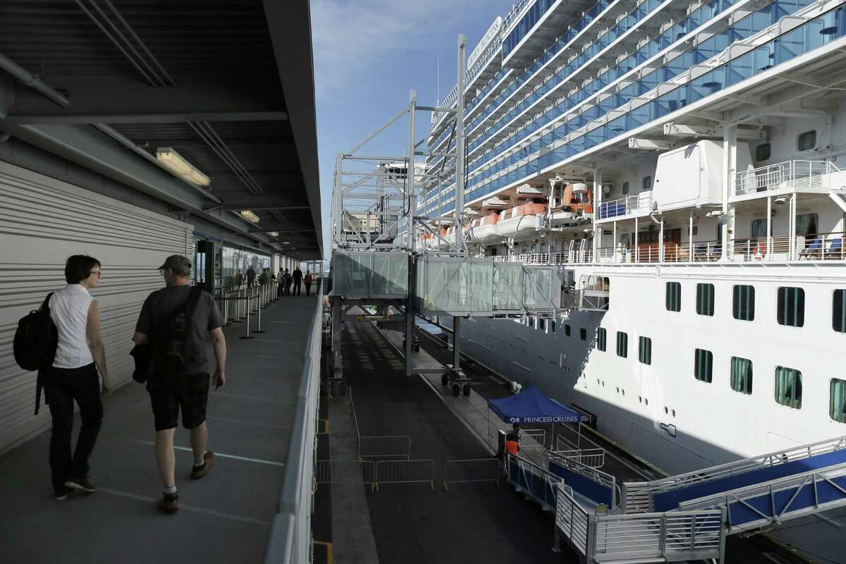 Passengers return to the Crown Princess of the Princess Cruises line which is docked at the new Pier 27 terminal in San Francisco, Calif., on Monday, September 22, 2014. The new terminal will be inaugurated on Thursday, but has already had several large cruise ships dock in the past few weeks, the new cruise terminal at Pier 27 has reshaped the Embarcadero by adding another activity center while strengthening the traditional maritime uses.