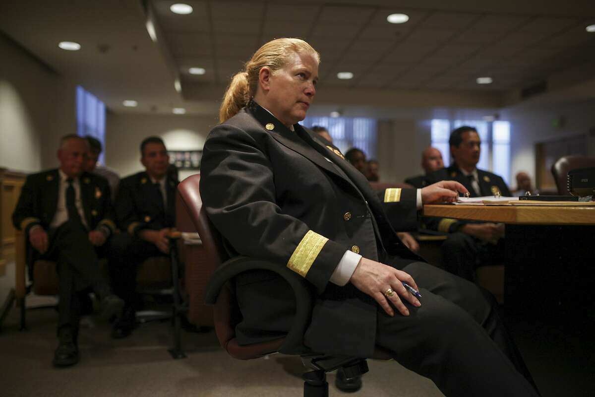 Fire Chief Joanne Hayes-White listens to Fire Commissioners at a Fire Commissioners meeting in San Francisco on September 26th 2014. Hayes-White has recently been under fire for her leadership of the department.