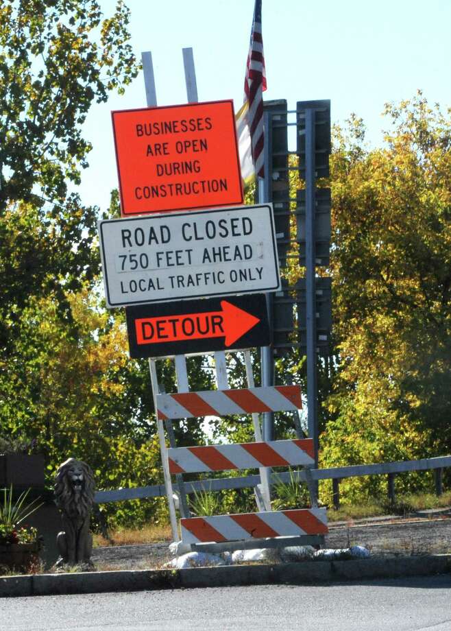 Driving Away Business Times Union A Detour Sign Is Seen On Rt 67 By The Turn For Rts 32 And