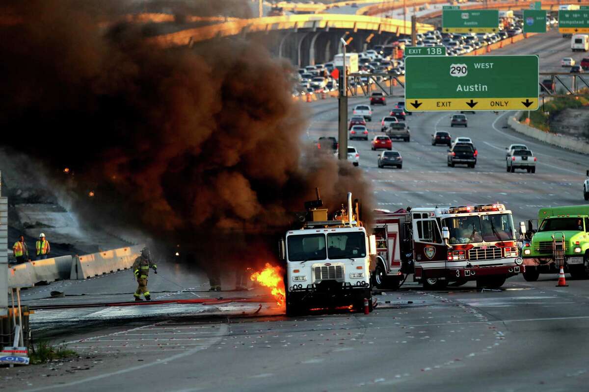 Rush-hour traffic came to a standstill early Friday on the West Loop after a road-striping truck caught fire. Such incidents are on the rise.
