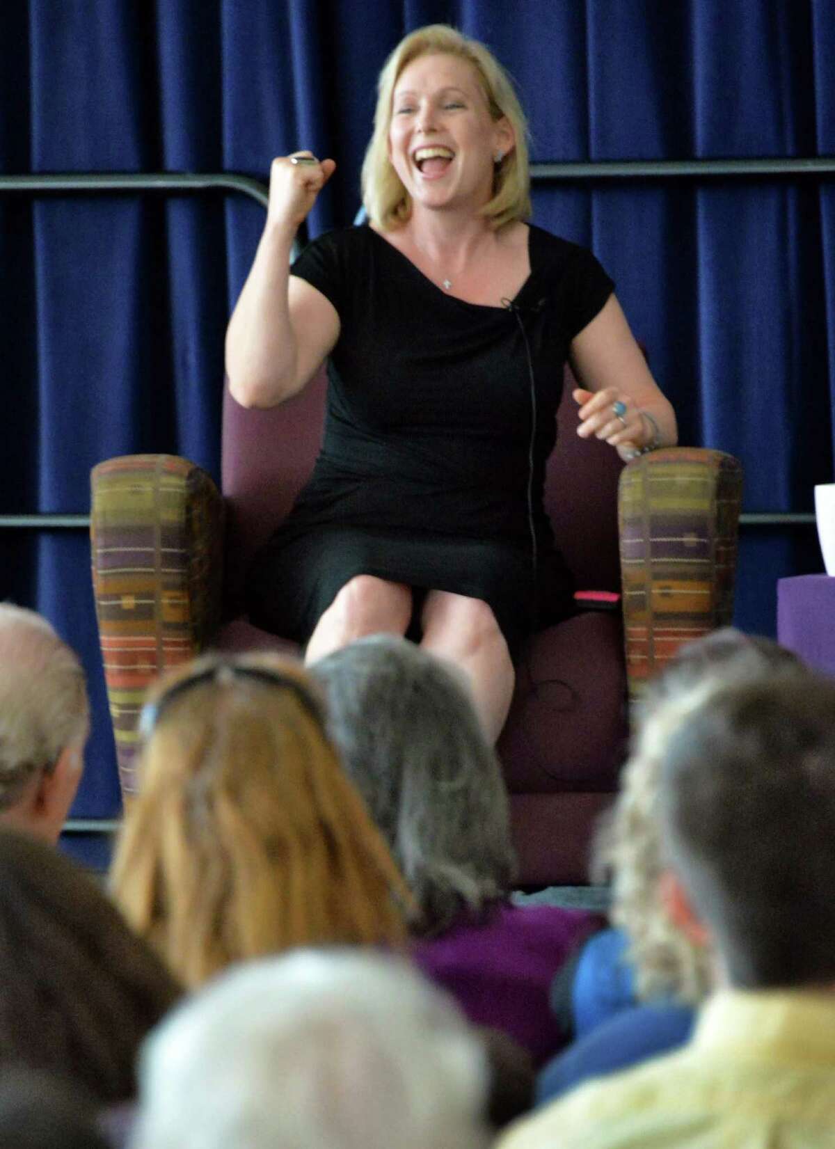 Kirsten Gillibrand, U.S. Senator and author, speaks during a NYS Writer's Institute Visiting Authors series at UAlbany Saturday Sept. 27, 2014, in Albany, NY. (John Carl D'Annibale / Times Union)