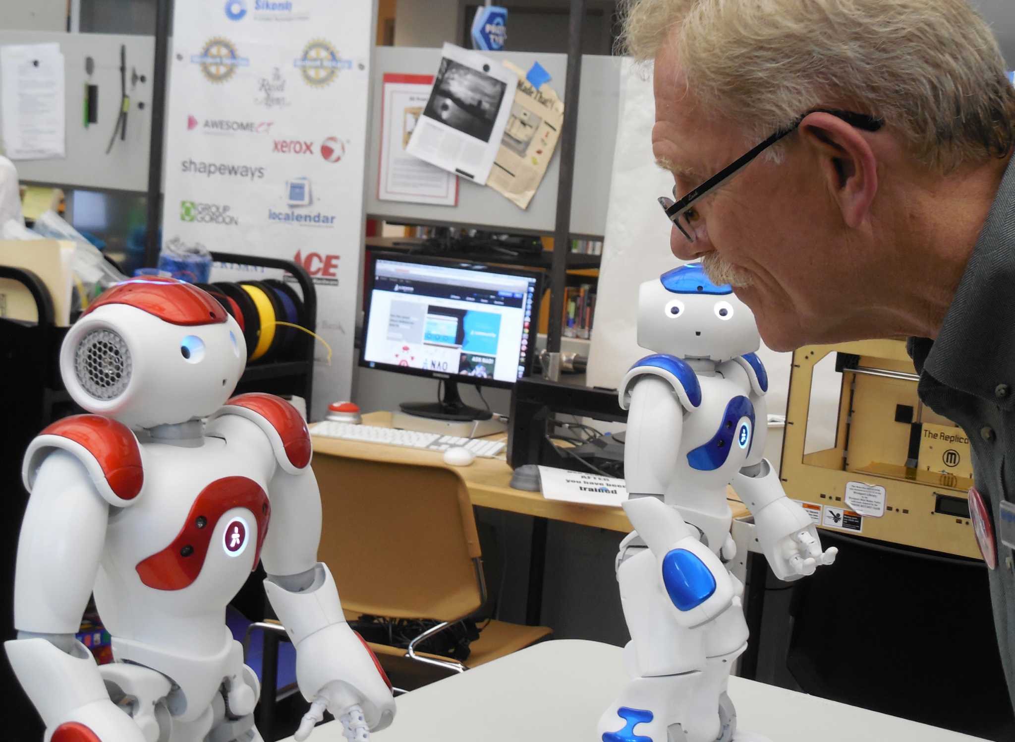 Bionic buddies Robots Nancy and Vincent make history at Westport Library