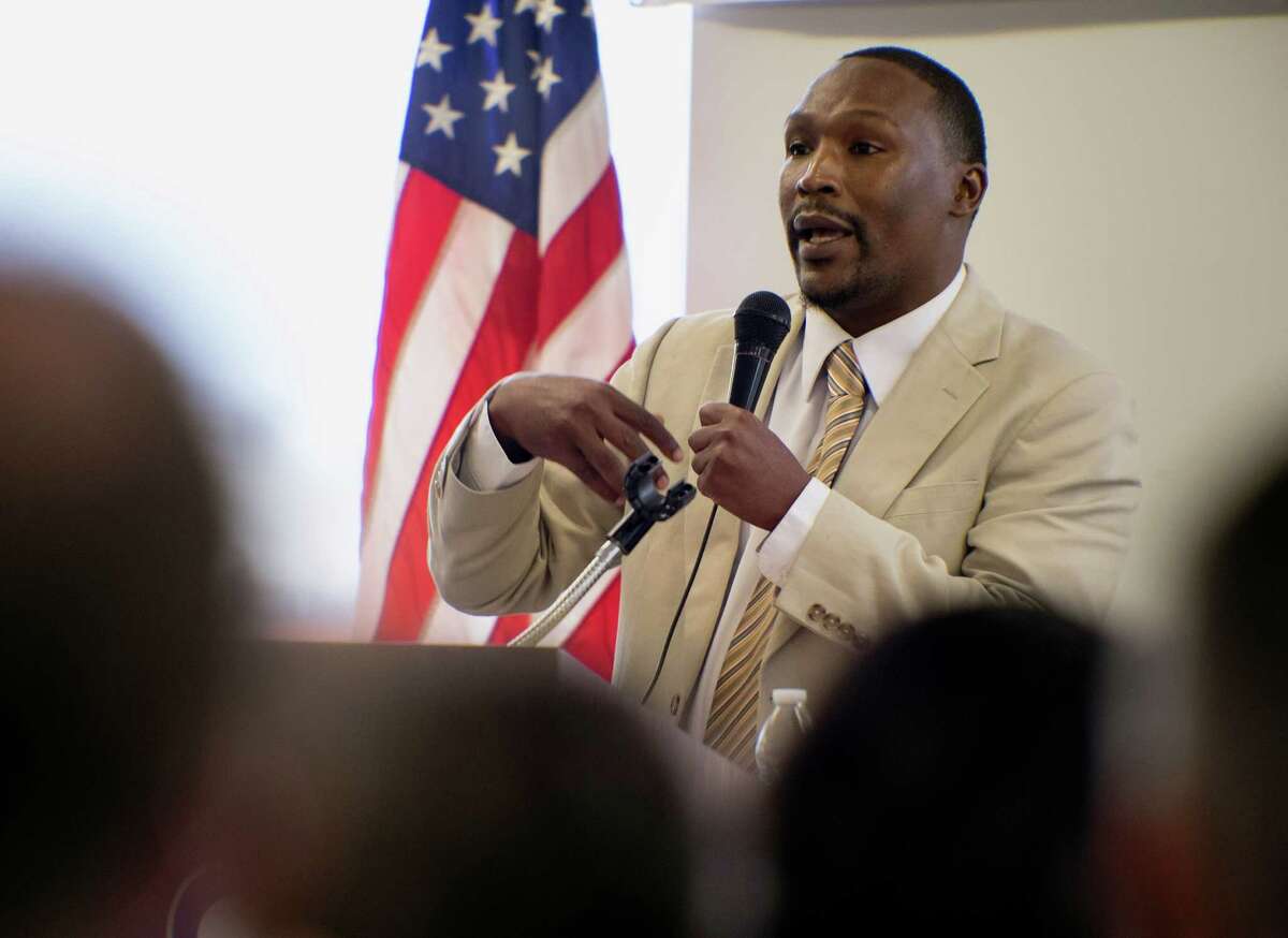 City Council District 2 candidate Norris Tyrone Darden speaks during a candidate forum, Saturday, Sept. 27, 2014, at Second Baptist Church in San Antonio. (Darren Abate/For the Express-News)