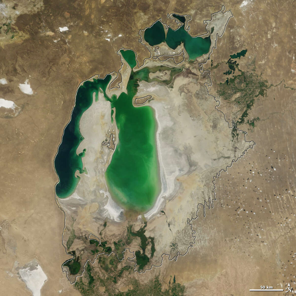 NASA satellite images show vanishing Aral Sea in central Asia