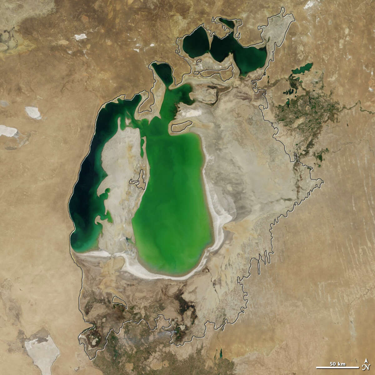 NASA satellite images show vanishing Aral Sea in central Asia