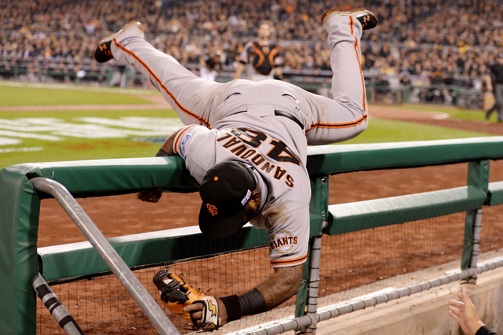 Pablo Sandoval breaks his belt on a heartbreaking swing-and-miss