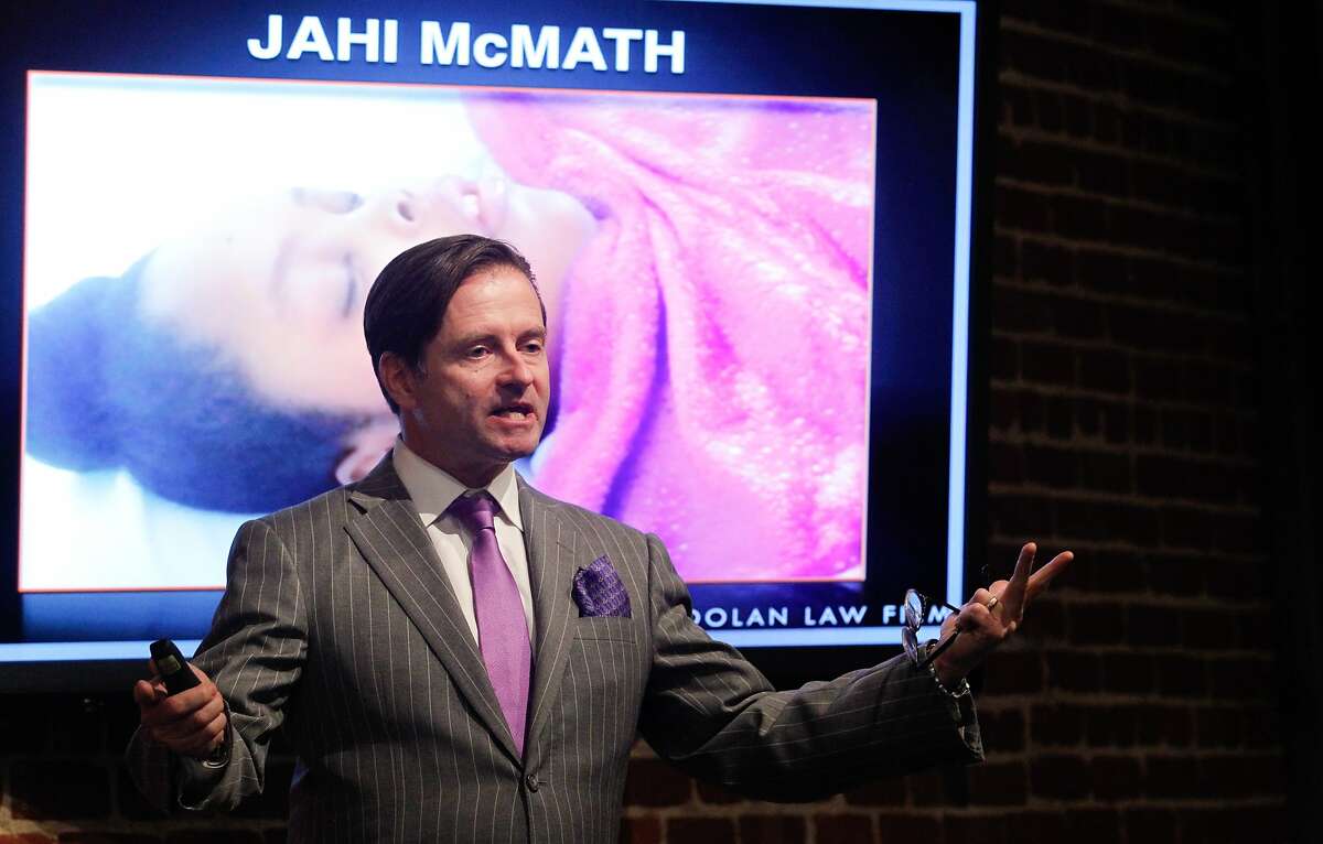 Attorney Chris Dolan holds a news conference where he showed evidence that he says demonstrates that Jahi McMath is not brain dead in San Francisco on Thursday, Oct. 3, 2014.
