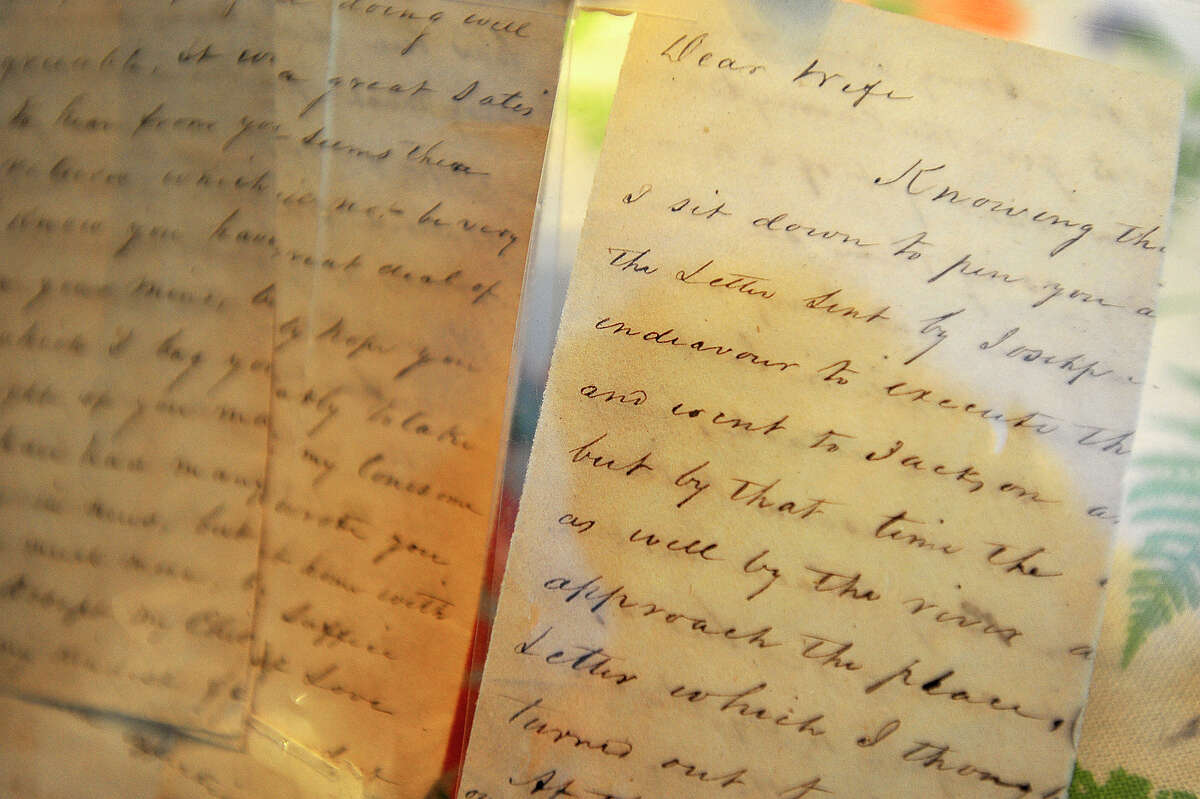 A Civil War letter written by Mr. Stamper, Gertrude Blair's great great grandfather, are among the items of historical value that are being donated to the Heritage House museum in Orange by Carole Nance as per Mrs. Blair's wishes. Photo taken Tuesday, September 30, 2014 Kim Brent/@kimbpix