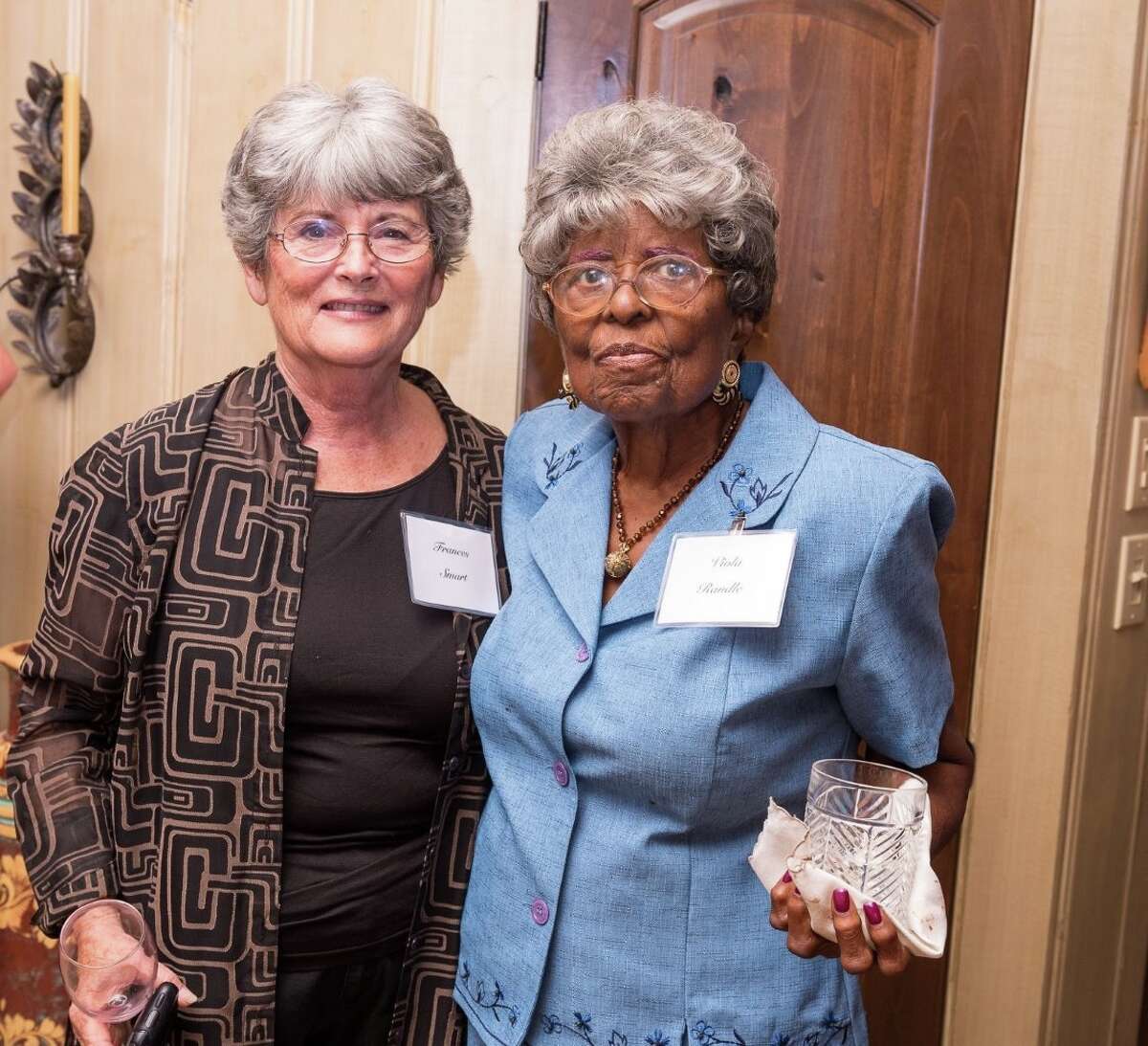 Former Fulshear Mayors Frances Smart, left, and Viola Randle were among the crowd at the kickoff party.