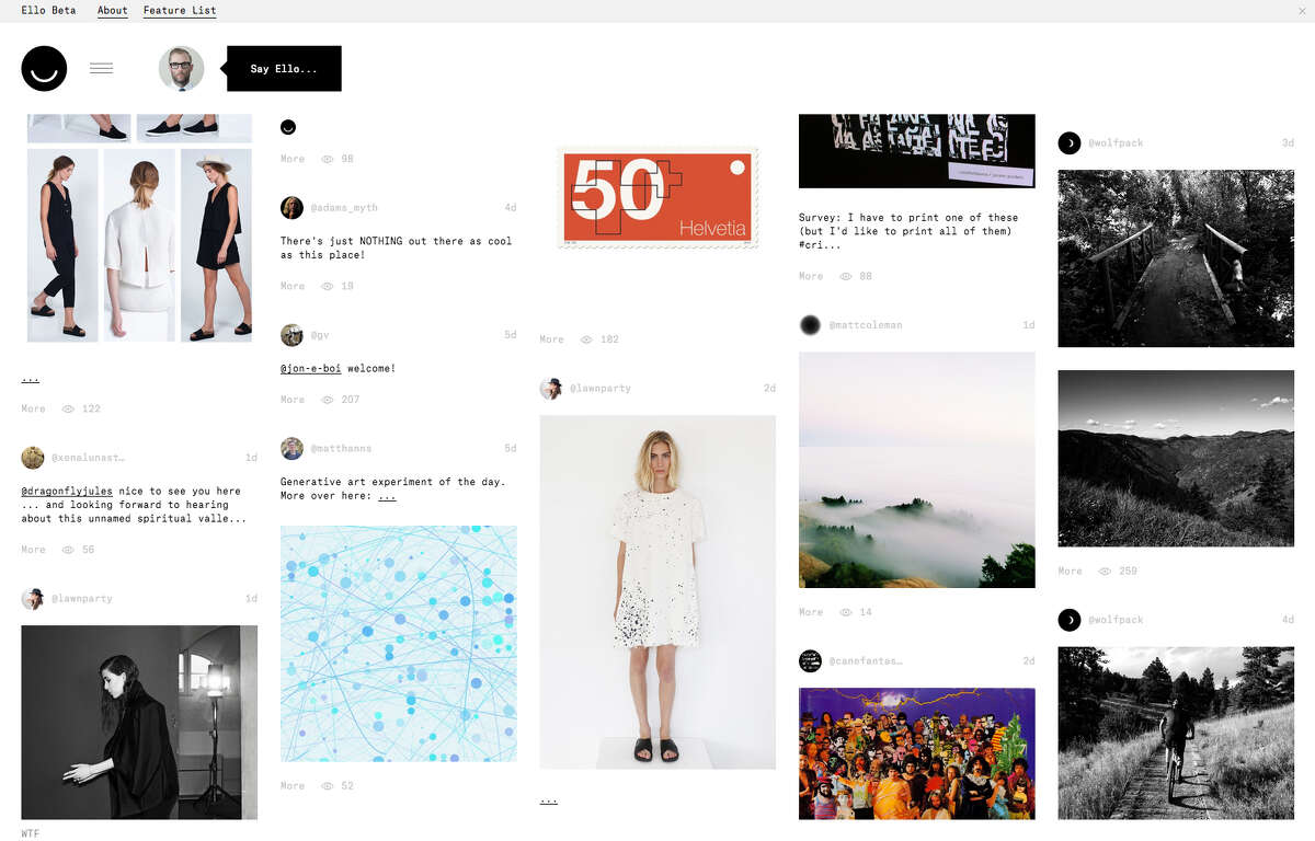 Ello's simple, ad-free design has been appealing to many of its earliest users.