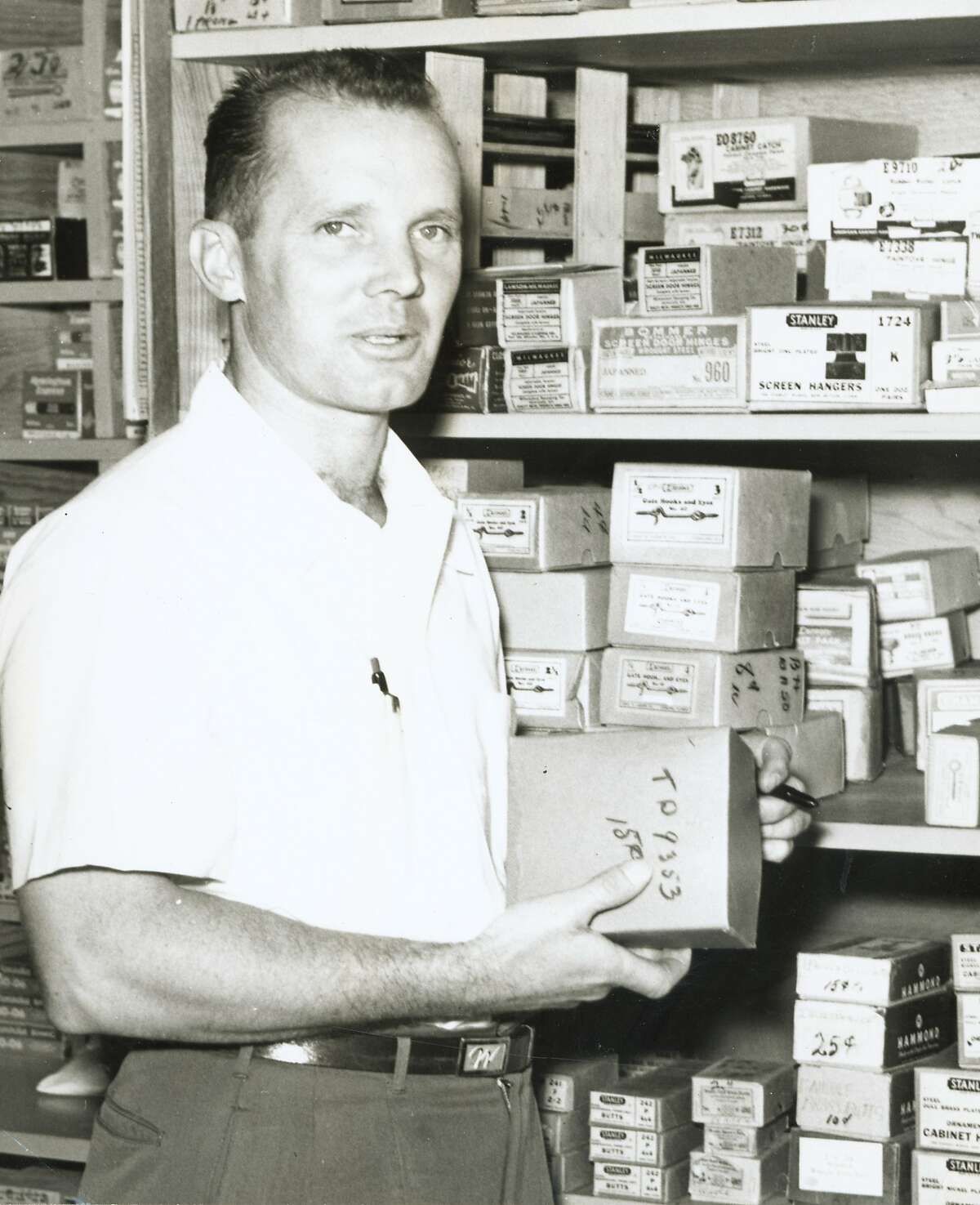 Chuck Williams at his shop in 1956.