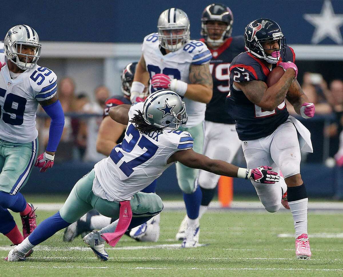 The Texans' offense revolves around running back Arian Foster (23), who rushed for 157 yards and two touchdowns against the Cowboys on Sunday.