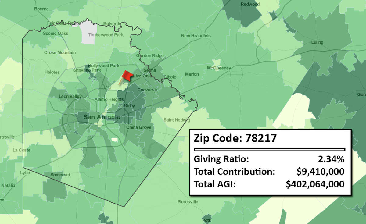 San Antonio Charitable Giving Map By Zip Code 3074