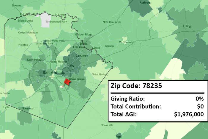 Zip Code Map San Antonio San Antonio Charitable Giving Map By Zip Code