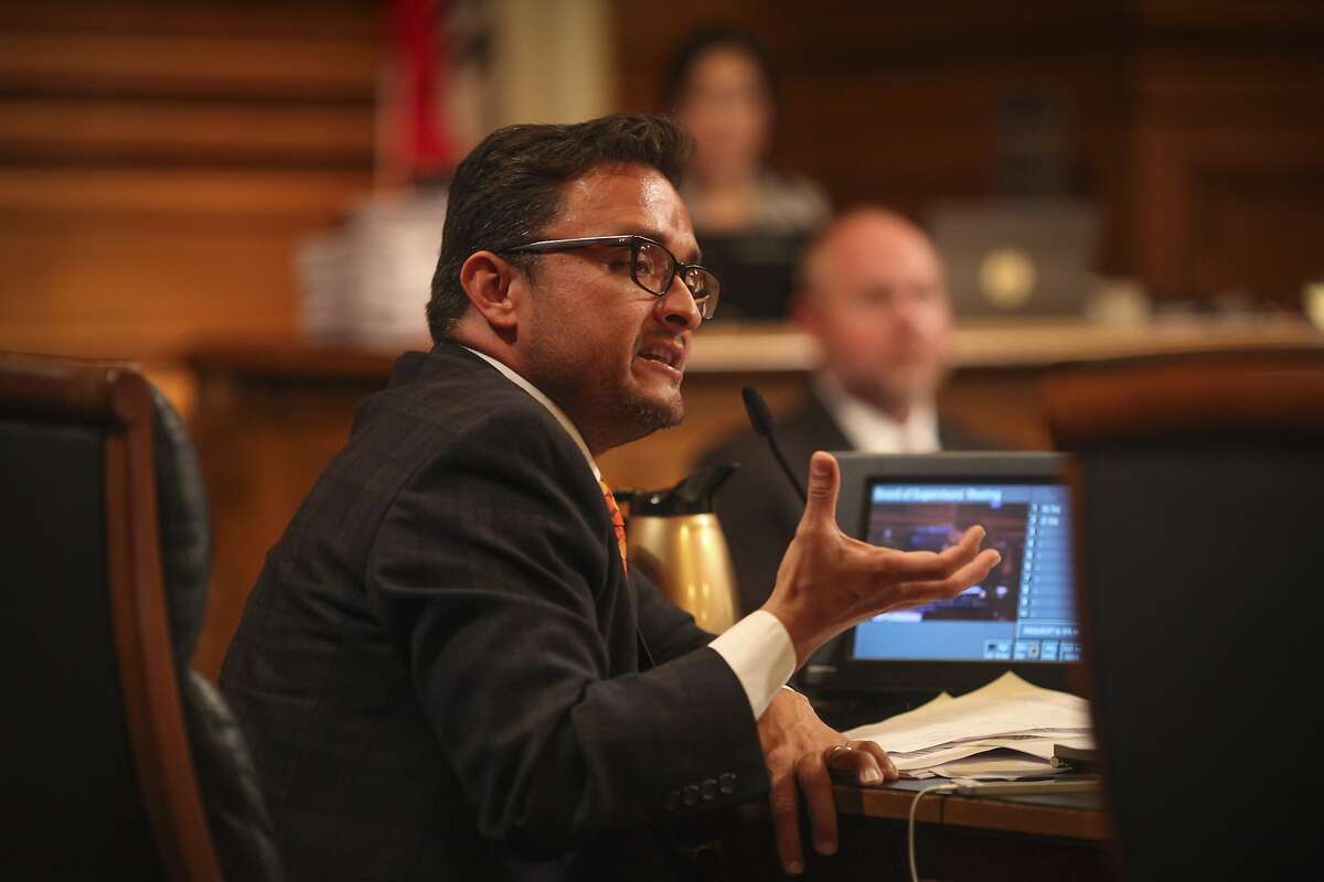 Supervisor David Campos speaks during a Board of Supervisors meeting which discussed David Chiu's proposed legislation to regulate Airbnb and other short-term rentals in San Francisco on October 7th 2014.