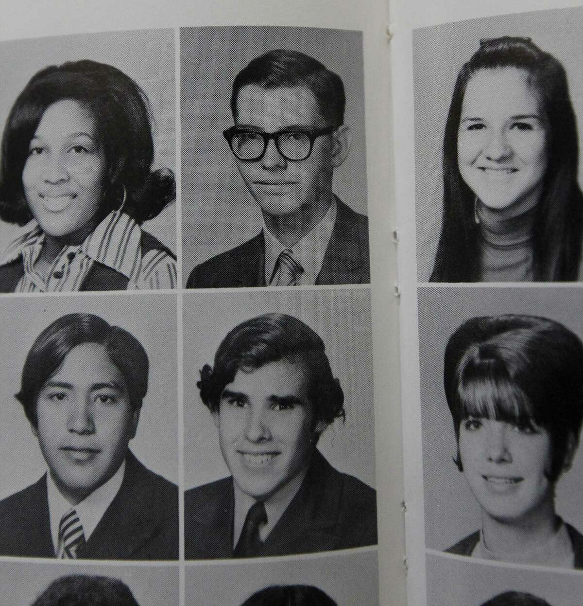 Photo of William E. Moerner (top center) as a 12th grader as seen in the 1971 yearbook from Jefferson High School. Moerner was award the 2014 Nobel Prize in chemistry for his work involving single-molecule microscopy. Moerner attended Longfellow Junior High and Jefferson High School. He graduated from Jefferson in 1971.