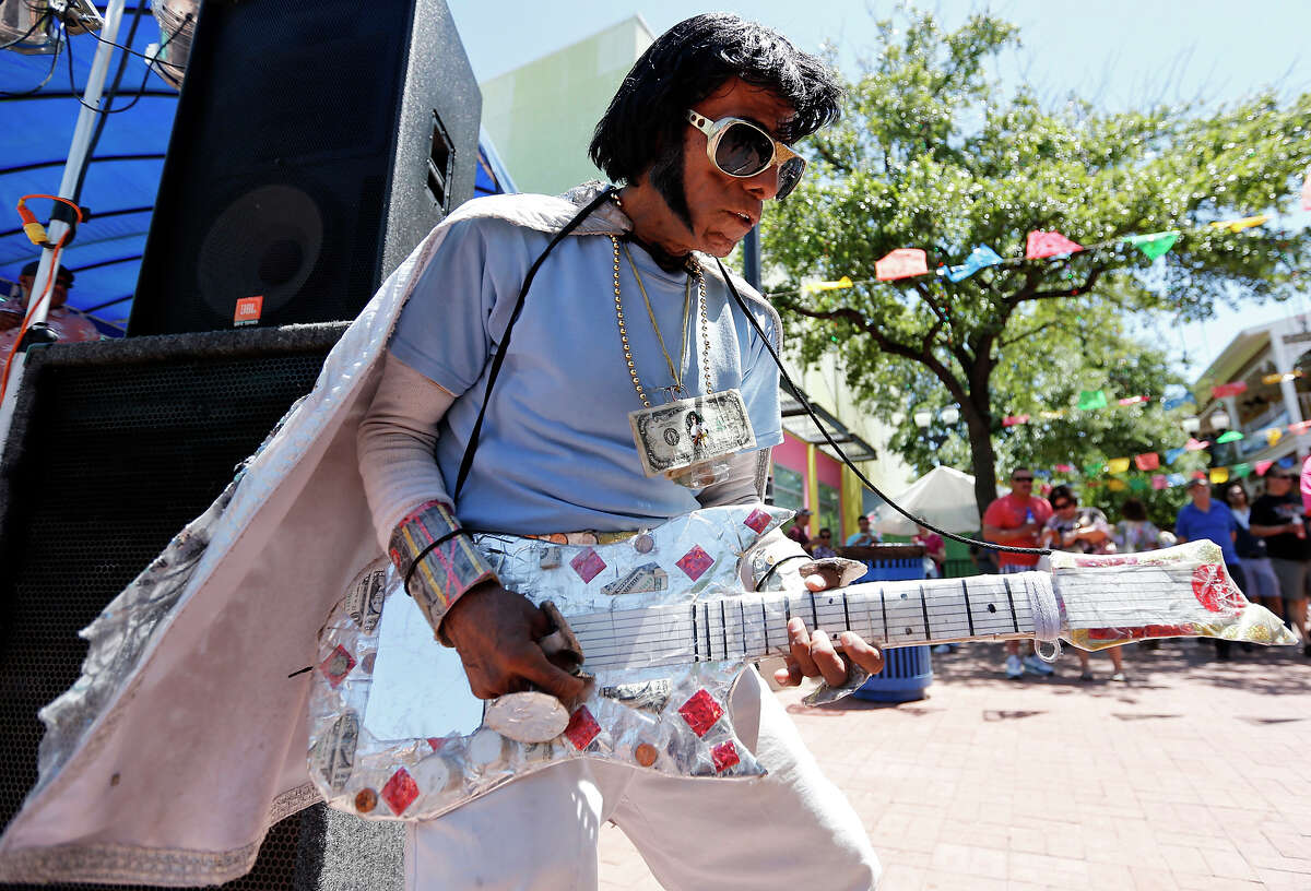Hispanic Elvis performs during a Cinco de Mayo celebration in Market Square. He has become a favorite of visitors to downtown San Antonio.