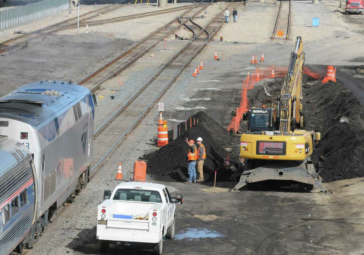 Work underway on extension of high-level platforms at the Rensselaer Rail Station on Friday Oct. 10, 2014 in Rensselaer, N.Y. (Michael P. Farrell/Times Union)