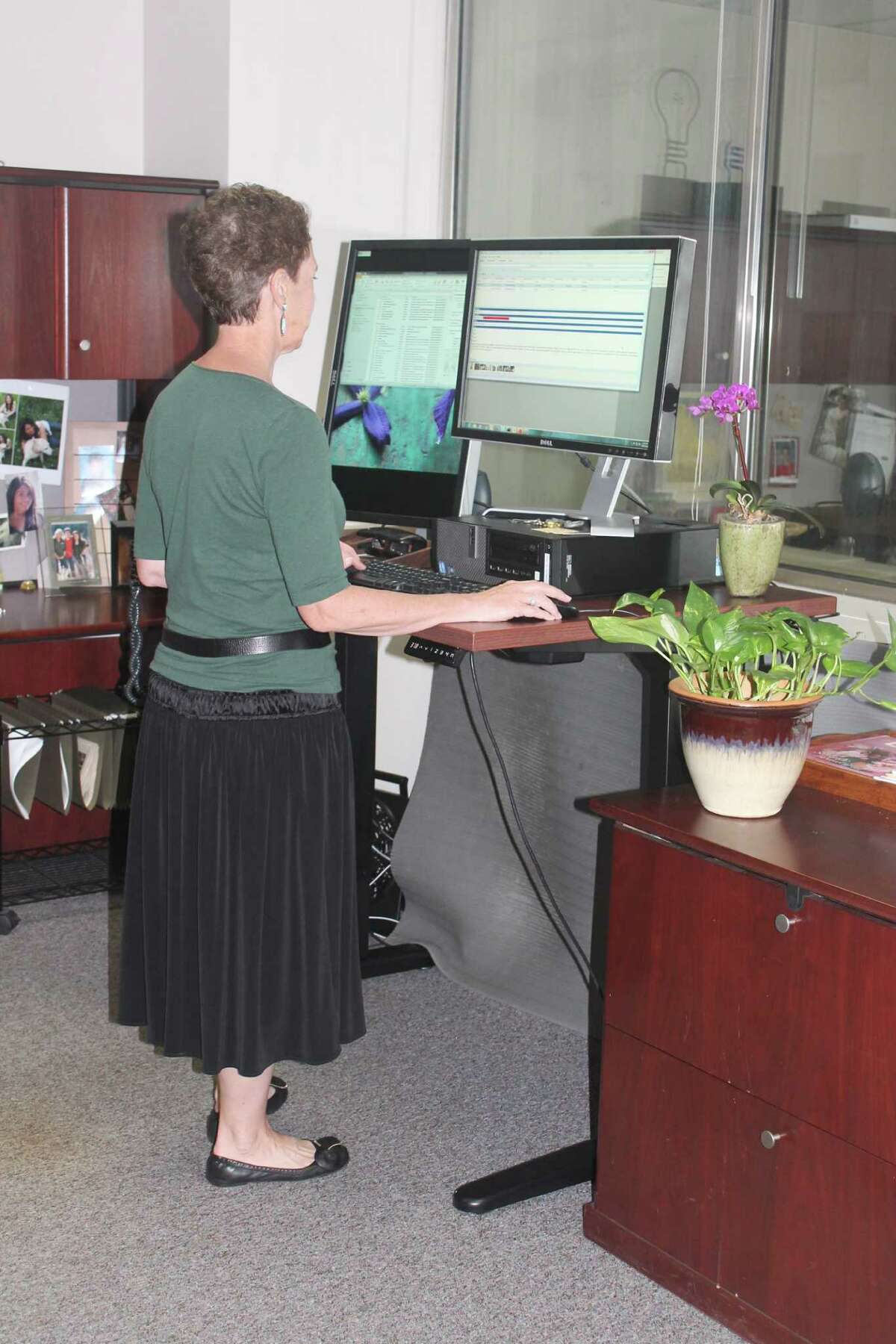 The Jarvis standing desk, available at ergodepot.com, is electronically adjustable and has 26 inches of adjustment, with a maximum height of 51 inches.