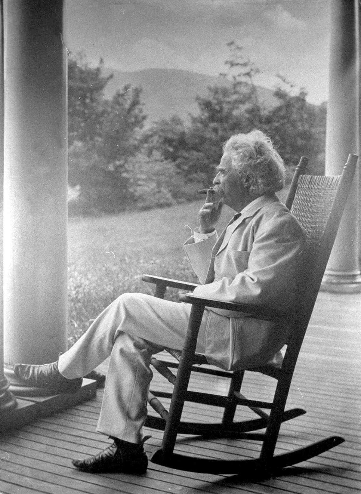 Mark Twain photo at the Redding Library named after him
