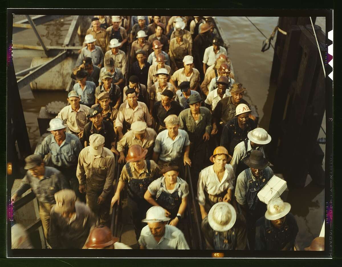 Workers leaving the Pennsylvania shipyards. June 1943.