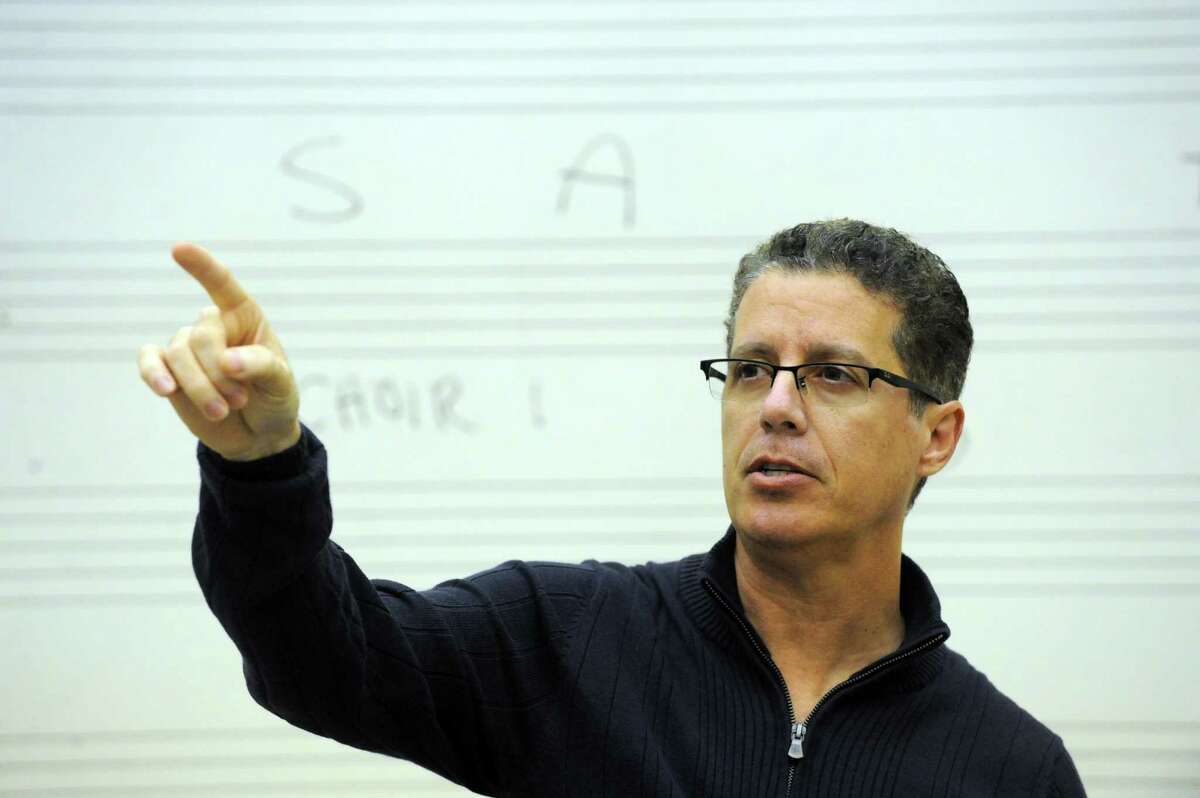 Jose-Daniel Flores, the new artistic director/conductor of Albany Pro Musica, leading a rehearsal at UAlbany on Tuesday Sept. 30, 2014 in Albany, N.Y. (Michael P. Farrell/Times Union)