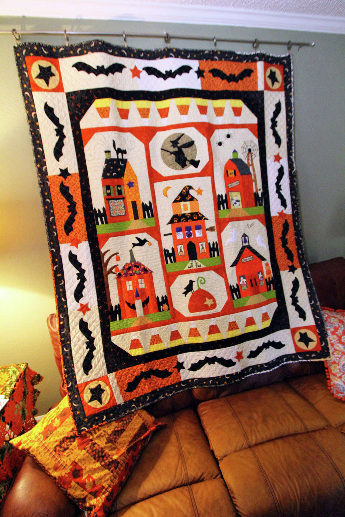 Janet Daniel made the "Sew Spooky" Halloween quilt last year. It's hanging on the wall in the den.