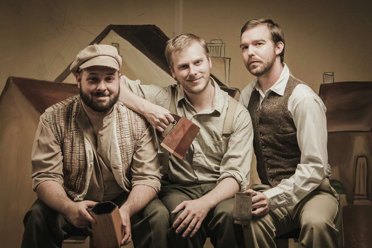 Justin Bankston (from left), Chris Kelly and Steven Starr appear in a Village scene in "The Beasts of Baverly Grove" at the Overtime Theater.