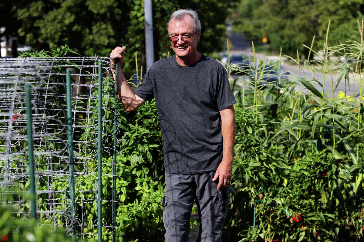 Paul Sartory created a vegetable garden in the wide right-of-way at his Alta Vista home. Neighbors often stop by to chat about what's growing or just admire the flowers and vegetables.