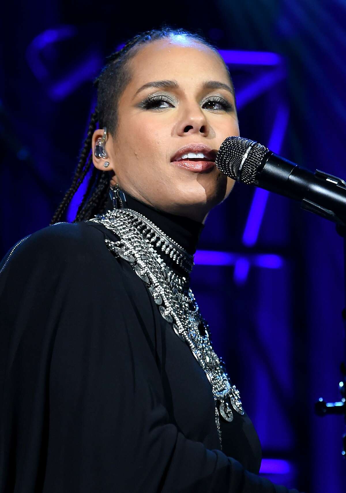 Alicia Keys performs onstage at Angel Ball 2014 hosted by Gabrielle's Angel Foundation at Cipriani Wall Street on October 20, 2014 in New York City. (Photo by Jamie McCarthy/Getty Images for Gabrielle's Angel Foundation)