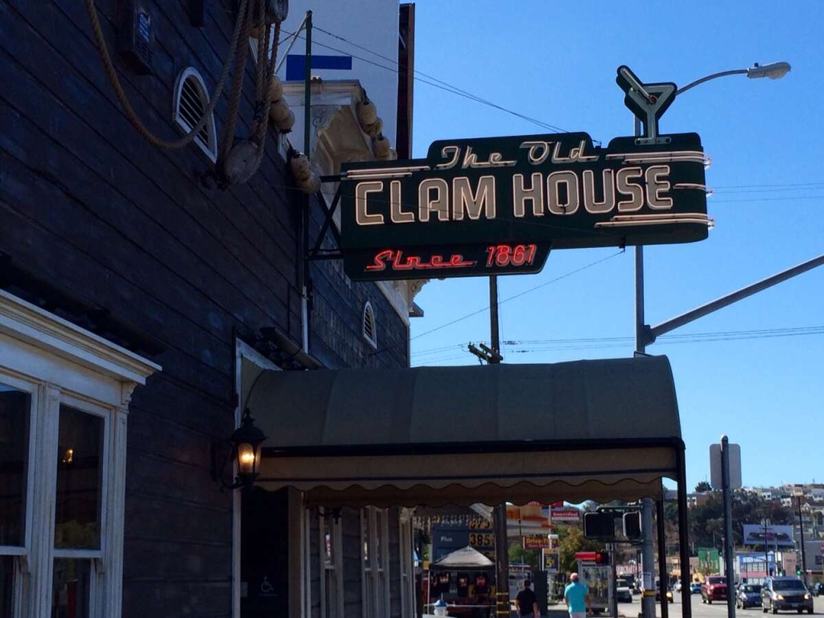 The sign outside the Old Clam House on Bayshore advertises its 1861 beginnings.