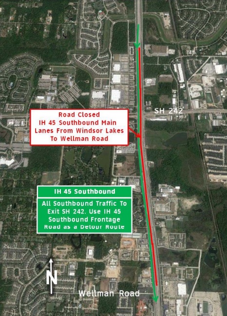 Weekend freeway closure again planned for I-45 near Woodlands