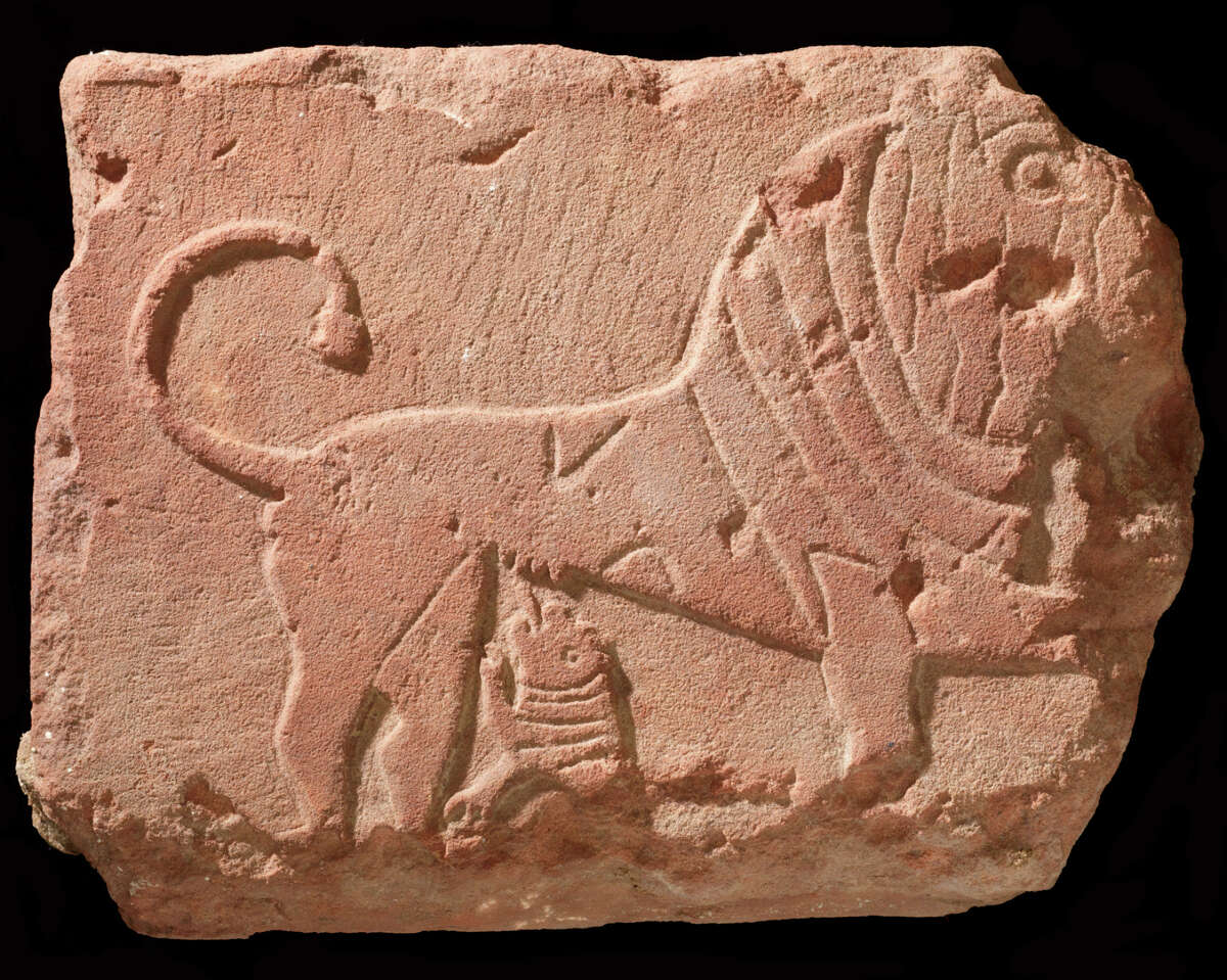 Top: A sandstone sculpture of a lion from 300 to 600 B.C. is part of the “Roads of Arabia” exhibition. Above: Left: AAM Roads of Arabia Lion EX2014.3.82.jpg Relief with a lion, 600-300 BCE. Saudi Arabia; Al-Ula site. Sandstone. Courtesy of Department of Archaeology Museum, King Saud University, Riyadh, 15D2. Relief with a lion, 600â€“300 BCE. Saudi Arabia; Al-Ula site. Sandstone. Courtesy of Department of Archaeology Museum, King Saud University, Riyadh, 15D2.