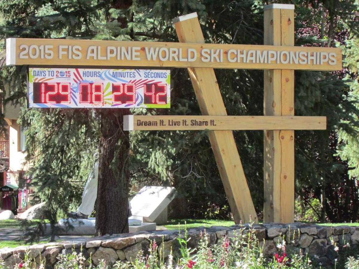 A clock ticks down the days until Vail hosts the Alpine World Ski Championships.