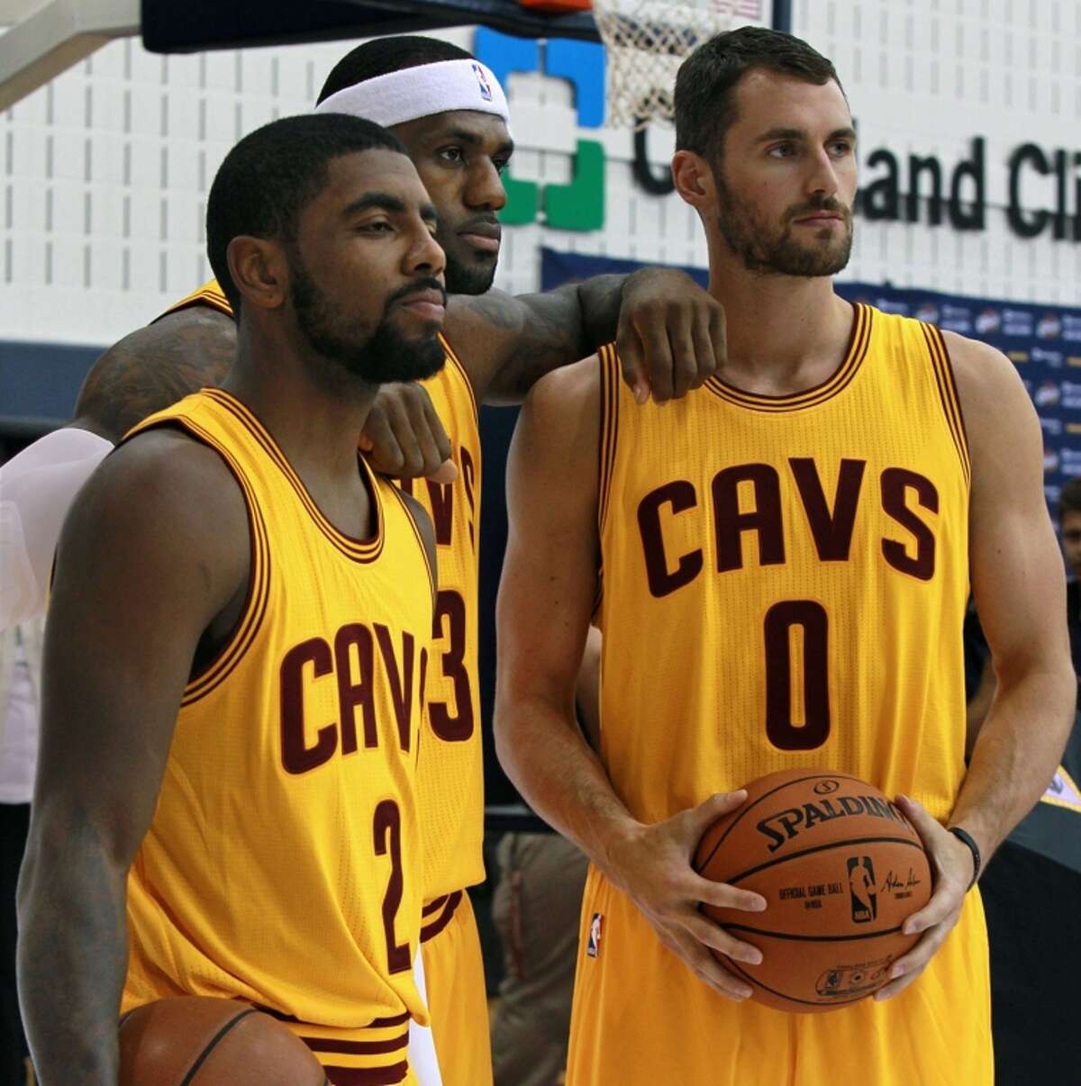 Kyrie Irving (left), LeBron James and Kevin Love have Cleveland dreaming of an NBA championship.