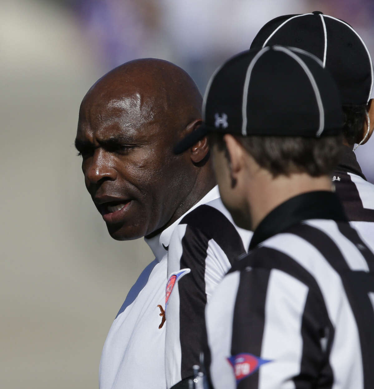 Charlie Strong, speaking to officials during Saturday's loss at Kansas State, has shouldered the blame for Texas' 3-5 start.