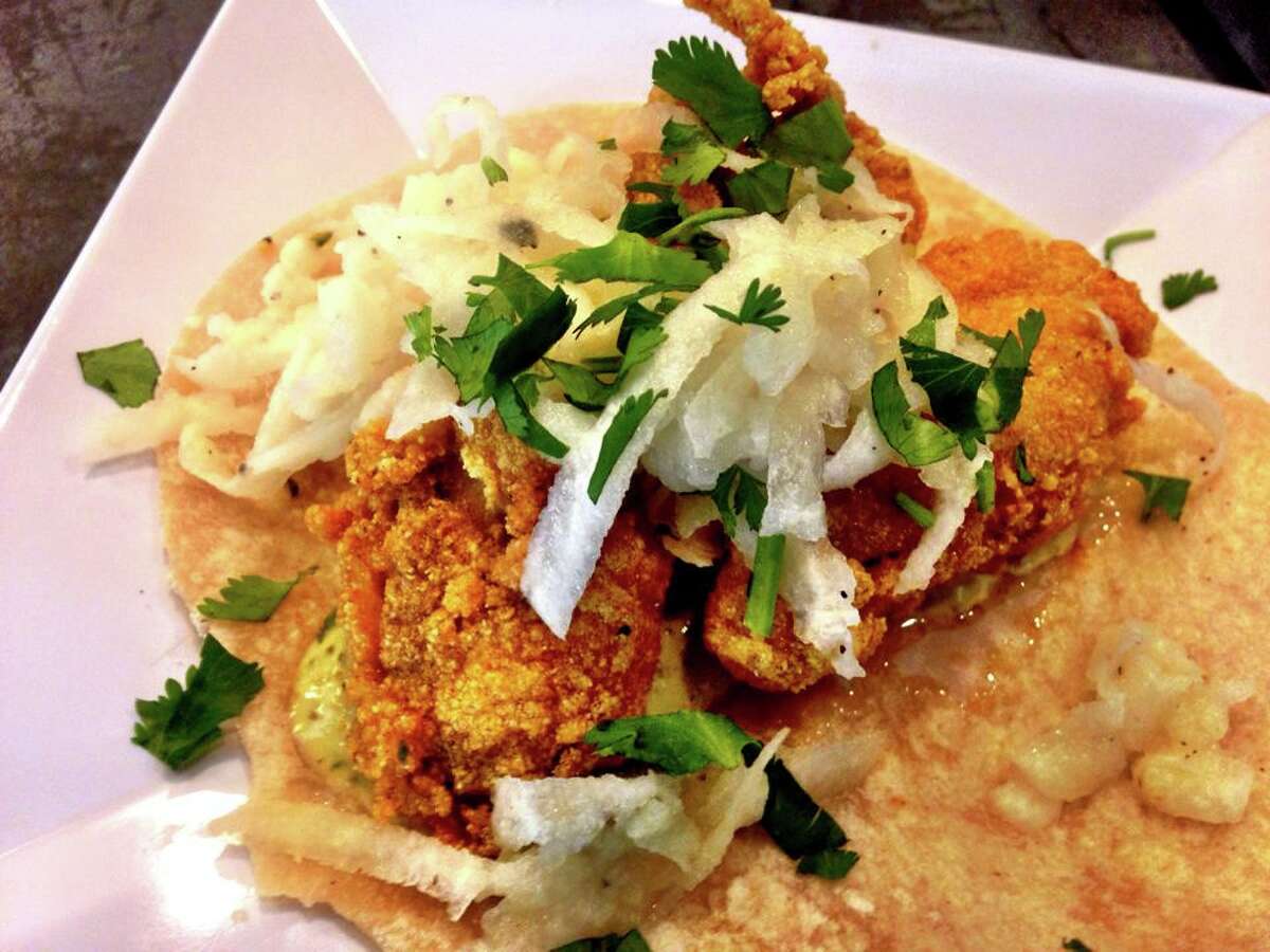 Fried oyster taco at Tacos and Tequila