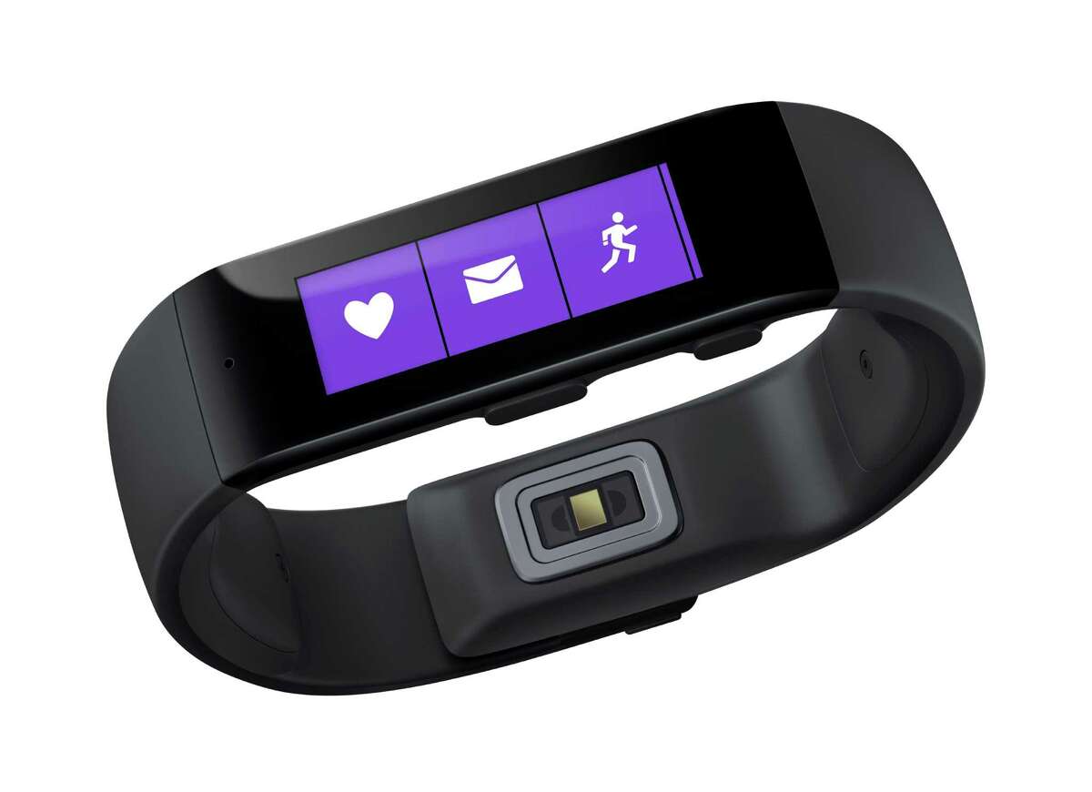 This product image provided by Microsoft shows the Microsoft Band. Microsoft is looking to challenge Apple and Google with its own system for consolidating health and fitness data from various fitness gadgets and mobile apps. The company is releasing the $199 band to work with this system. (AP Photo/Microsoft)