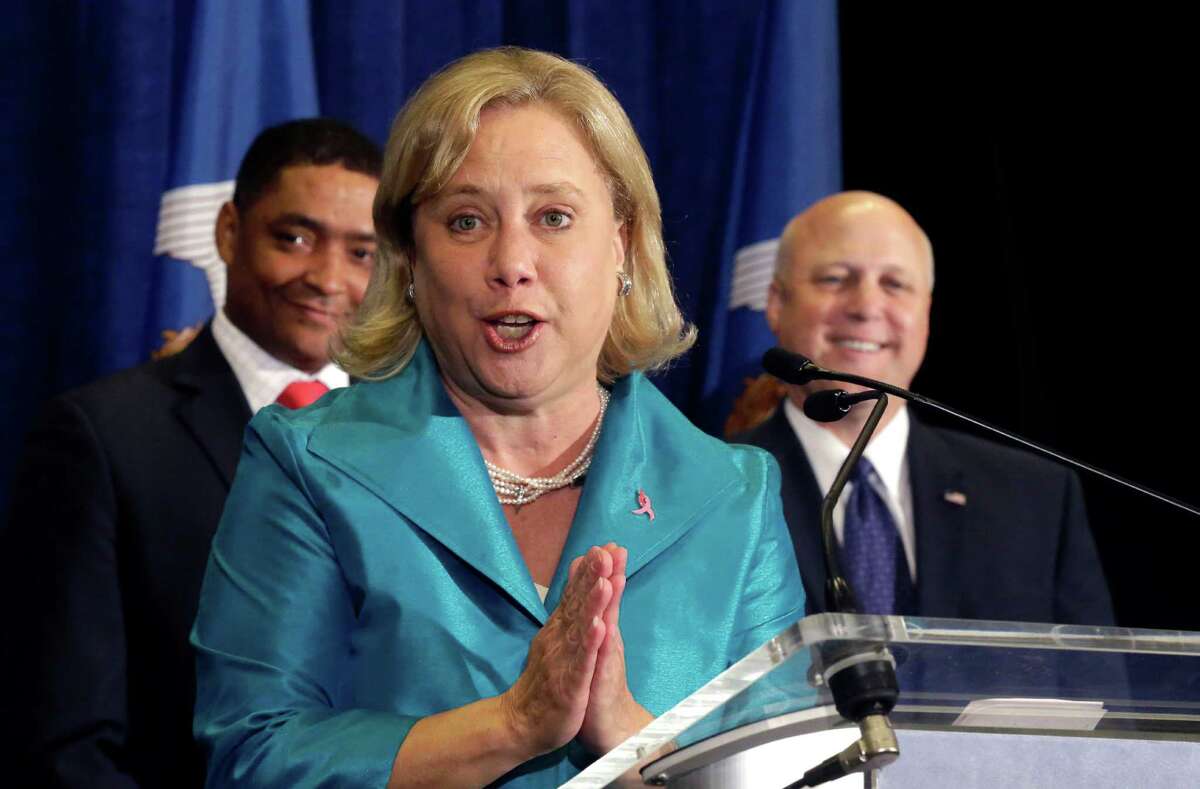 In this Oct. 20, 2014, photo, Sen. Mary Landrieu, D-La., speaks at a campaign event for her senate race in Baton Rouge, La. (AP Photo/Gerald Herbert, File)