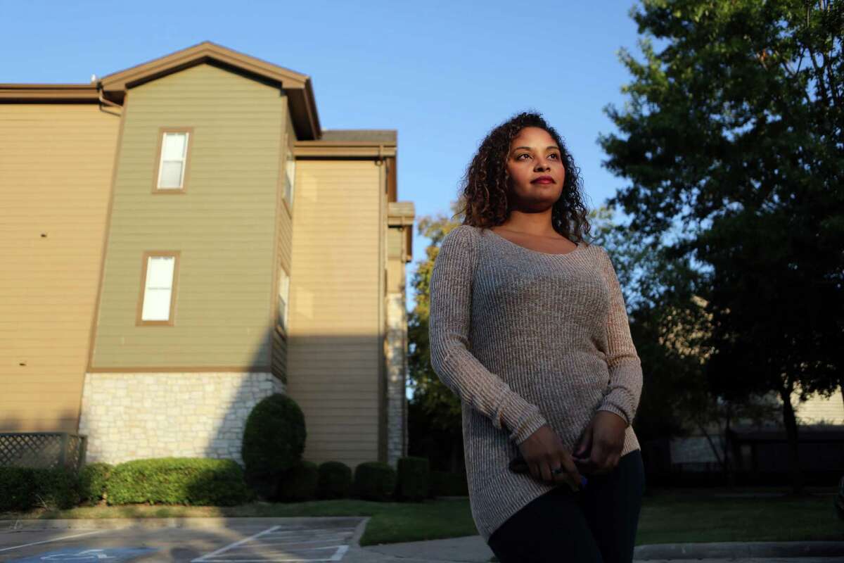 Stephanie Powers slowly has been priced out of the Inner Loop where she prefers to live as opposed to the Energy Corridor where she pays $850.00 for rent for a one bedroom apartment on Thursday, Oct. 30, 2014, in Houston. ( Mayra Beltran / Houston Chronicle )