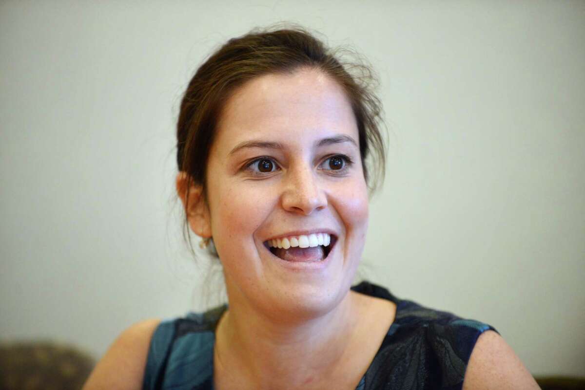Elise Stefanik, Republican candidate in the 21st Congressional District race, speaks during a Times Union editorial board meeting Monday afternoon, Oct. 27, 2014, in Colonie, N.Y. (Will Waldron/Times Union)
